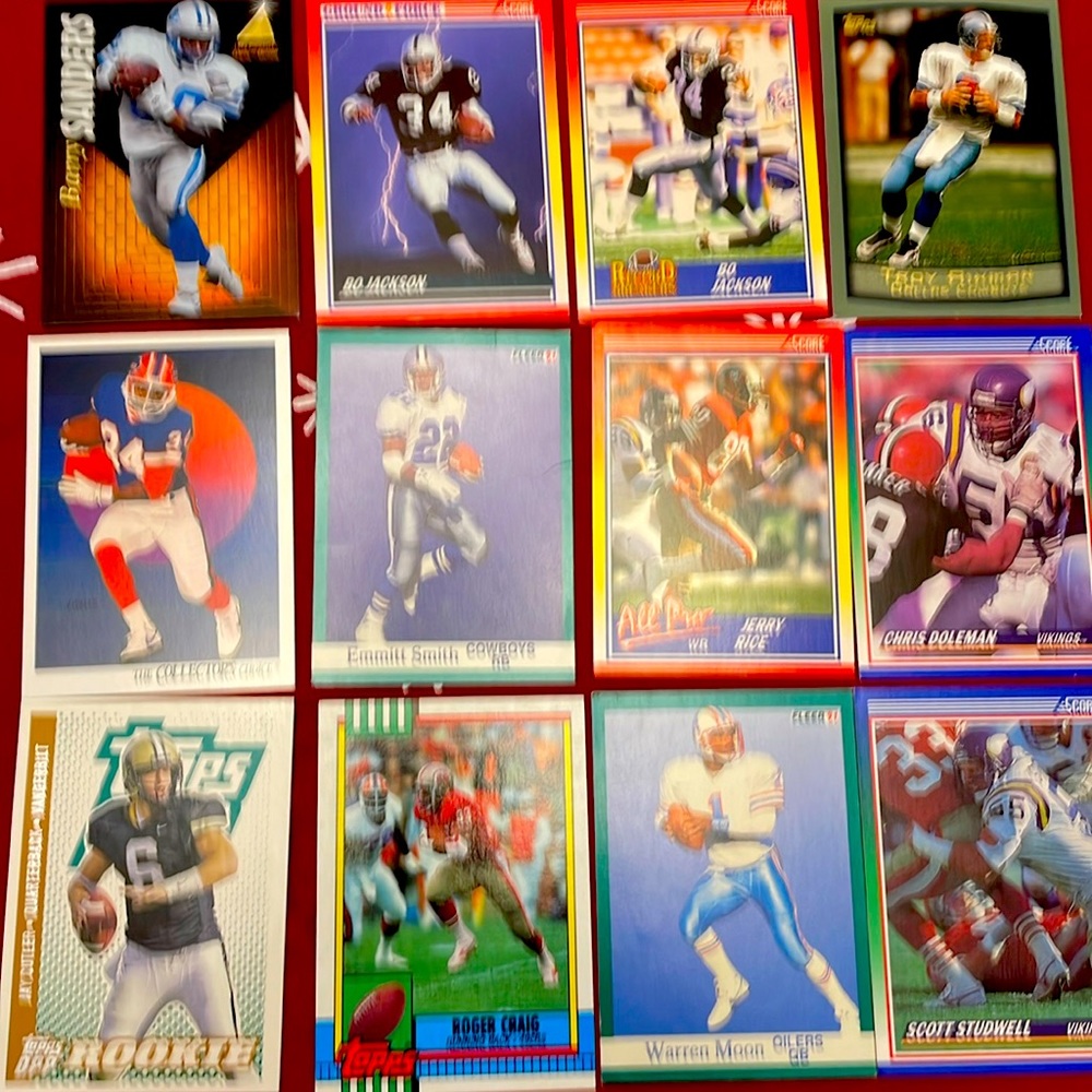 Football cards set of 12 of famous players variety of teams in NFL valuable